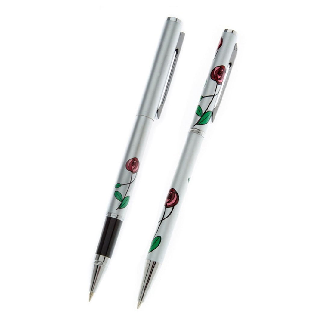 Mackintosh red rose rollerball and pen set