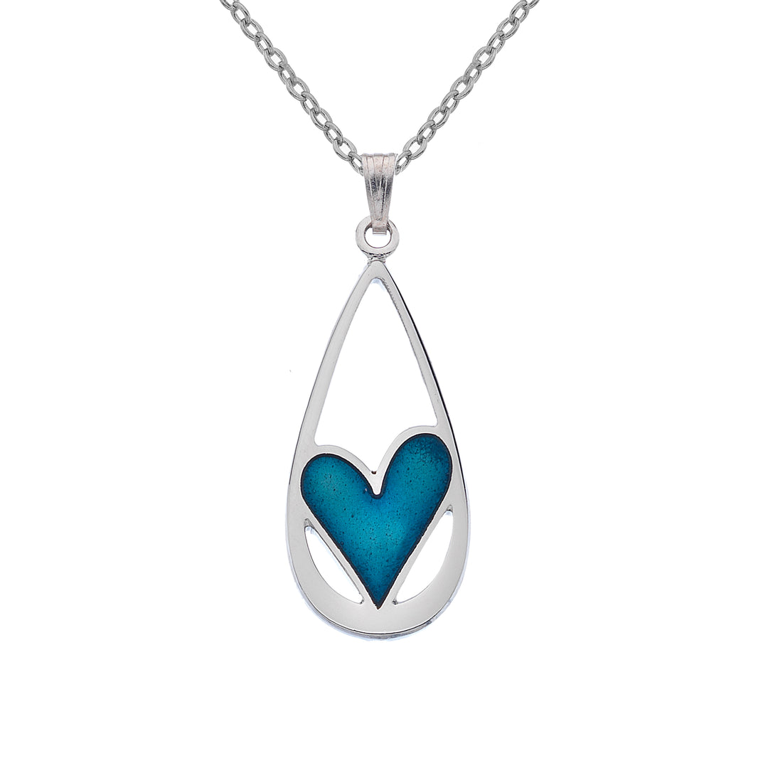 Teardrop Necklace with Turquoise Heart Detail