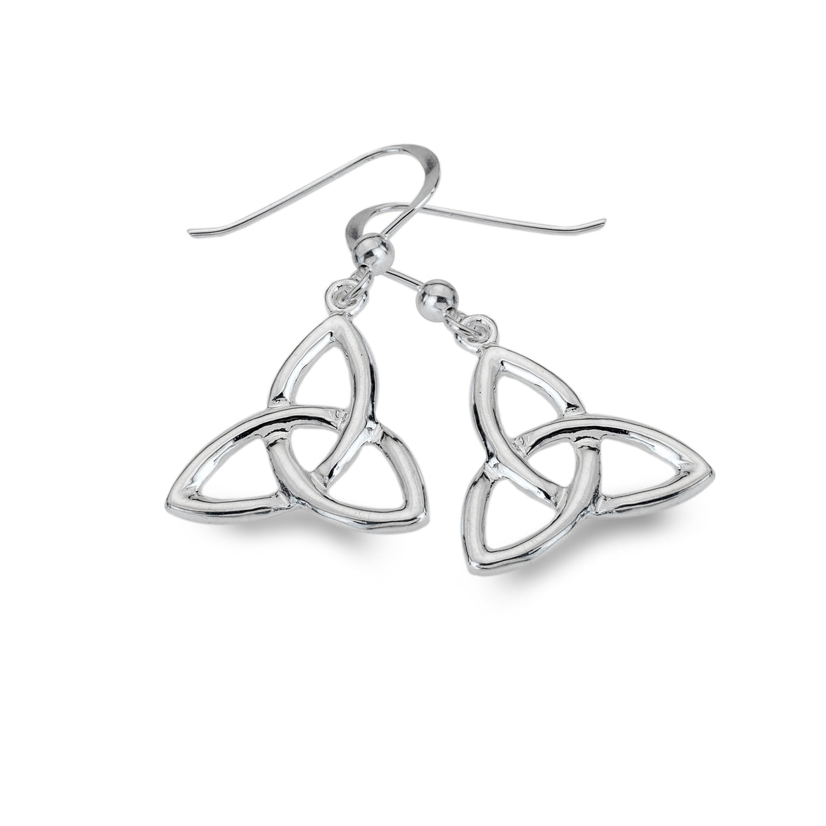 Popular Triquetra Stone Earrings - Elongated Trinity Knot with Mother of Pearl- Hallmarked 925 Sterling Silver- Edinburgh, Scotland