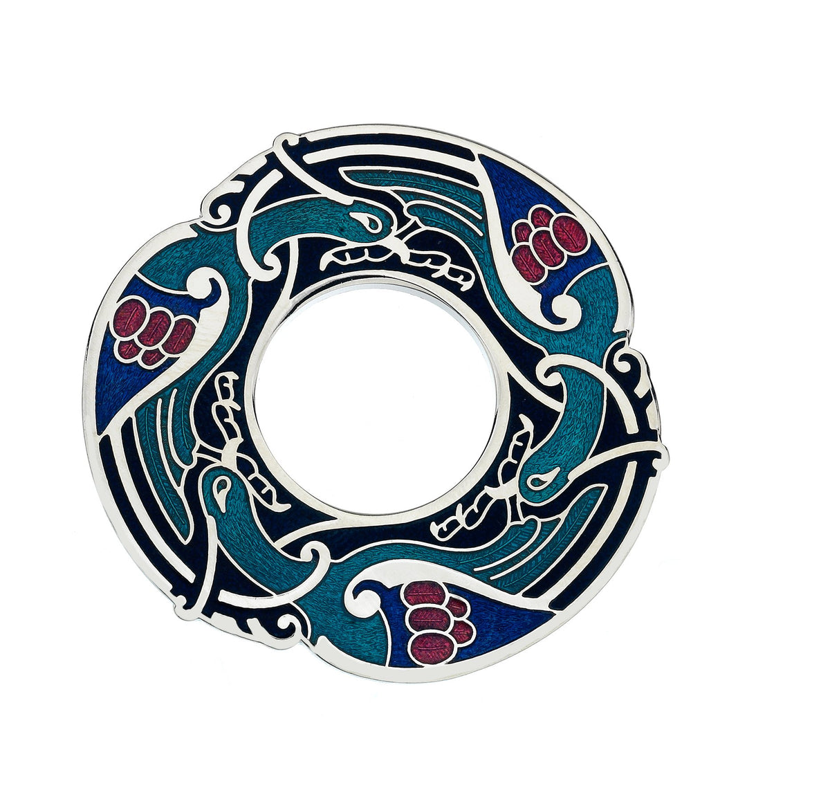 Celtic Birds Enamel Scarf Ring - Gift Boxed