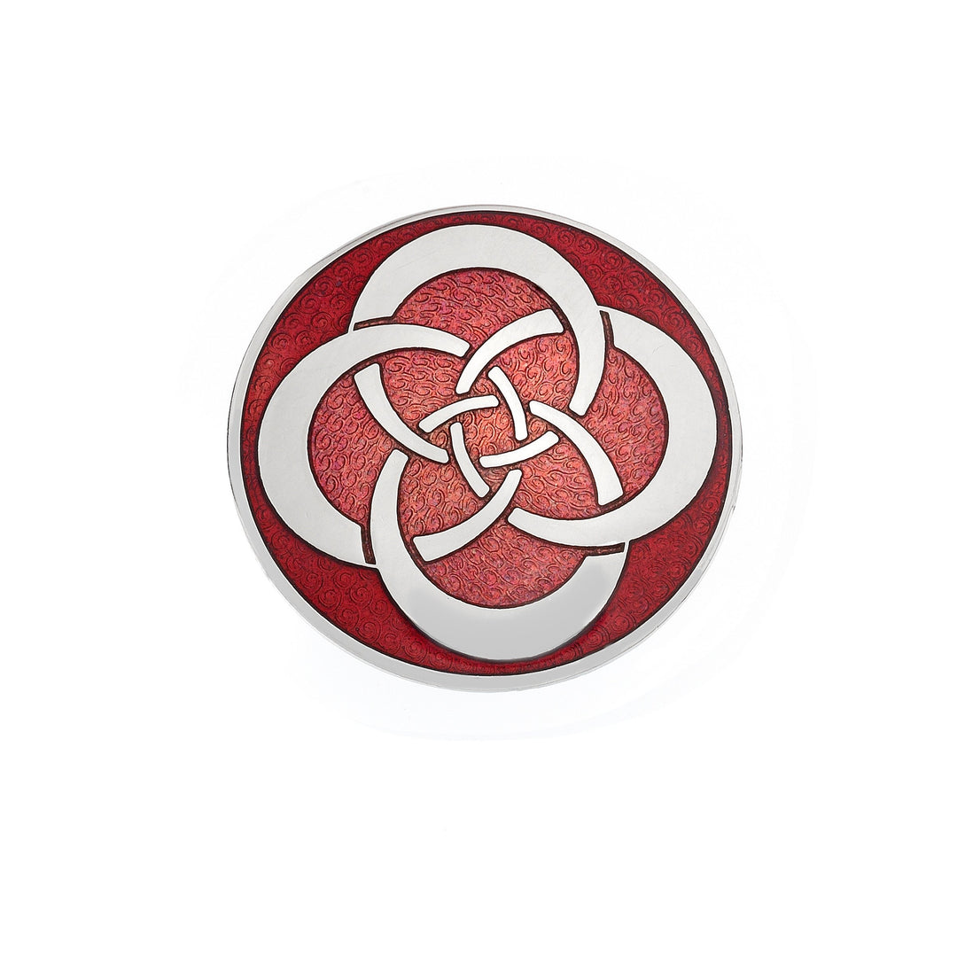 Red Round Celtic Knot Brooch