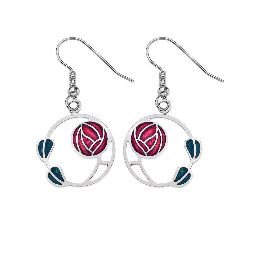 Mackintosh Rose and Leaves Earrings
