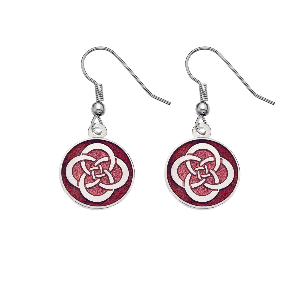 Red Round Celtic Knot Earrings