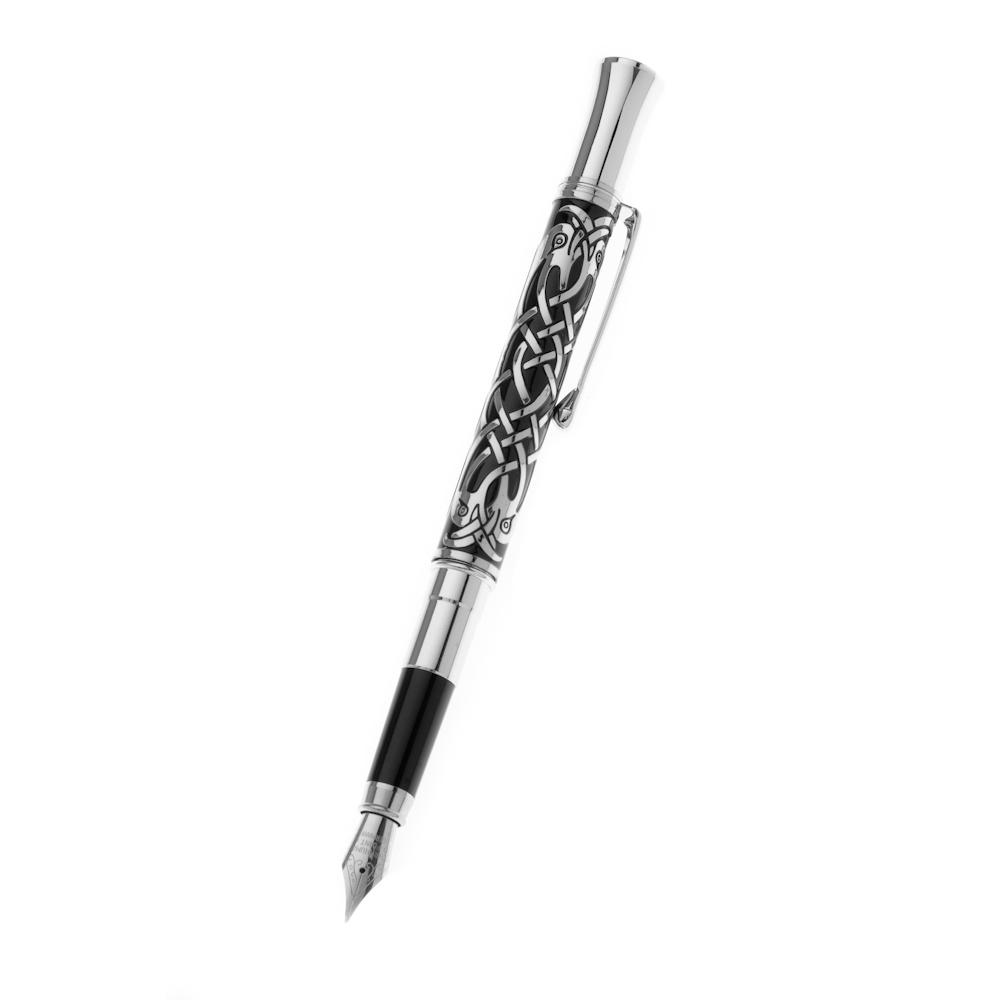 Celtic bird etched fountain pen