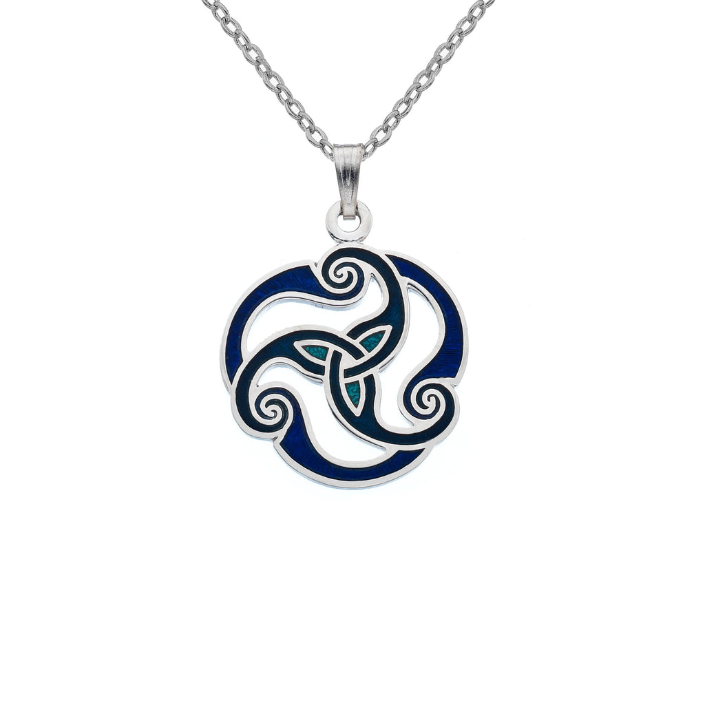 Necklaces - Blue Celtic Triskele Necklace
