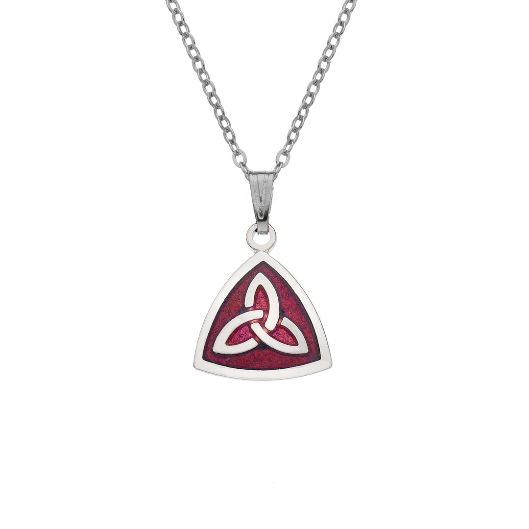 Triangular trinity knot necklace