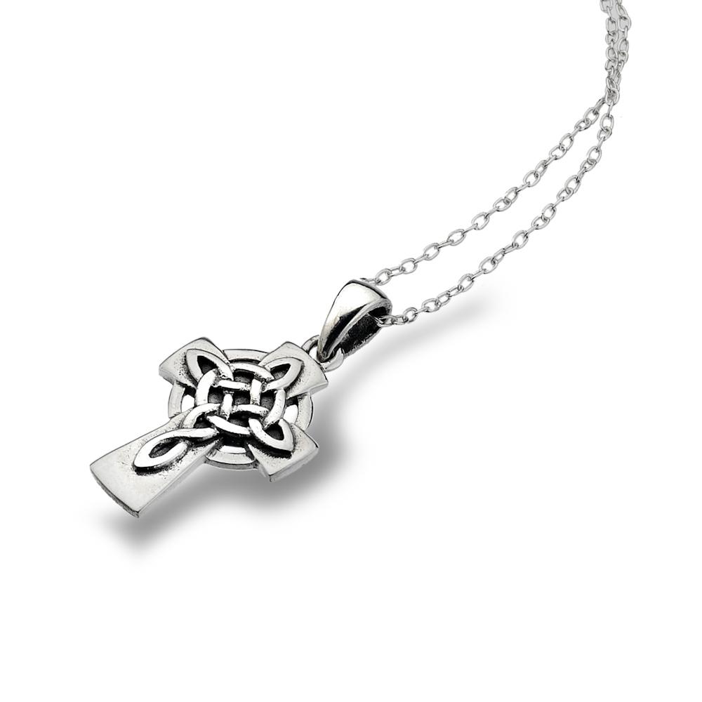 Pendants - Sterling Silver Celtic Cross With Knotwork Detail
