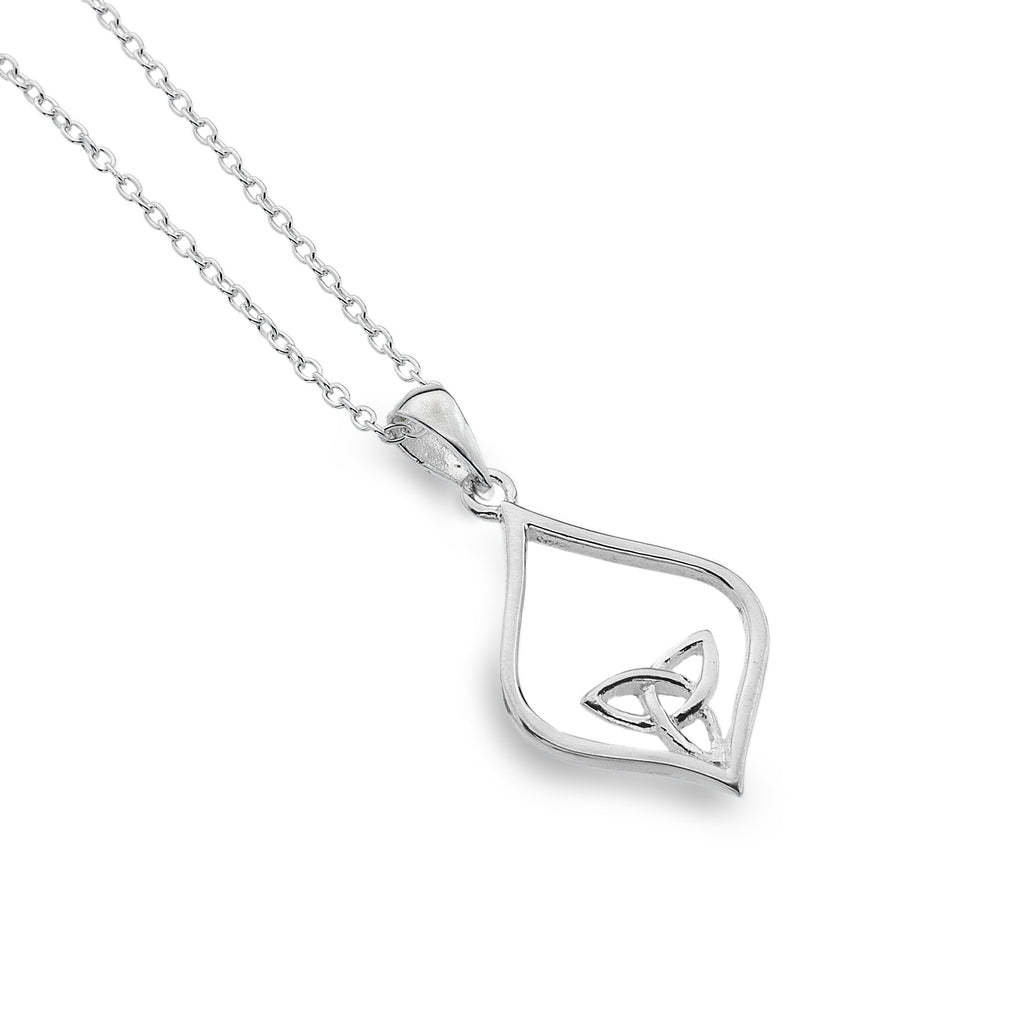 Pendants - Sterling Silver Celtic Trinity Knot Pointed Oval Pendant