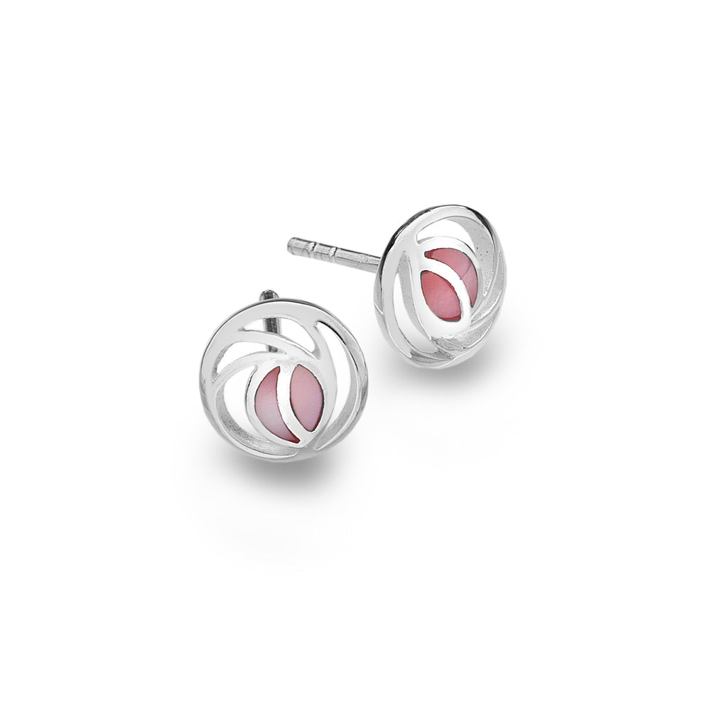 Studs - Sterling Silver Mackintosh Rose With Pink Mother Of Pearl Detail Studs