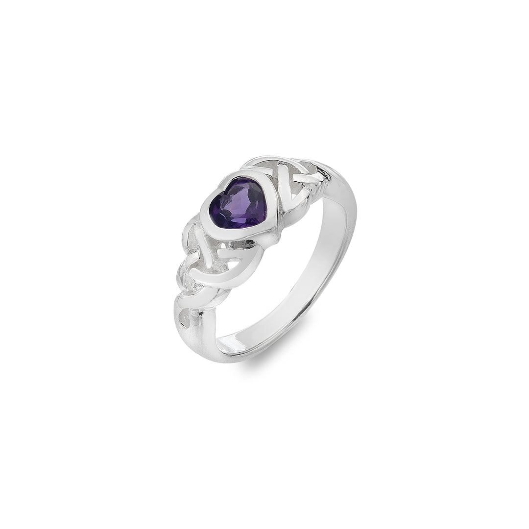 Celtic amethyst heart ring