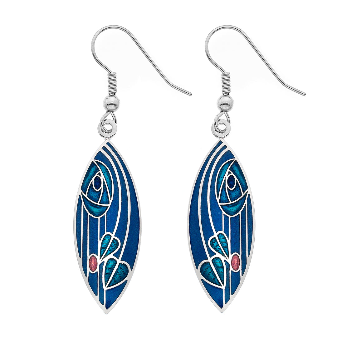 Blue Mackintosh Single Rose Earrings