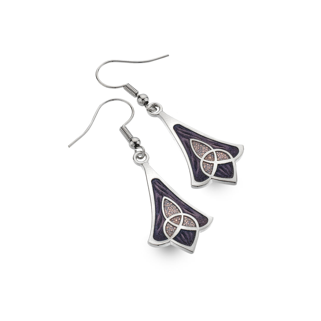 Purple trinity bell earrings