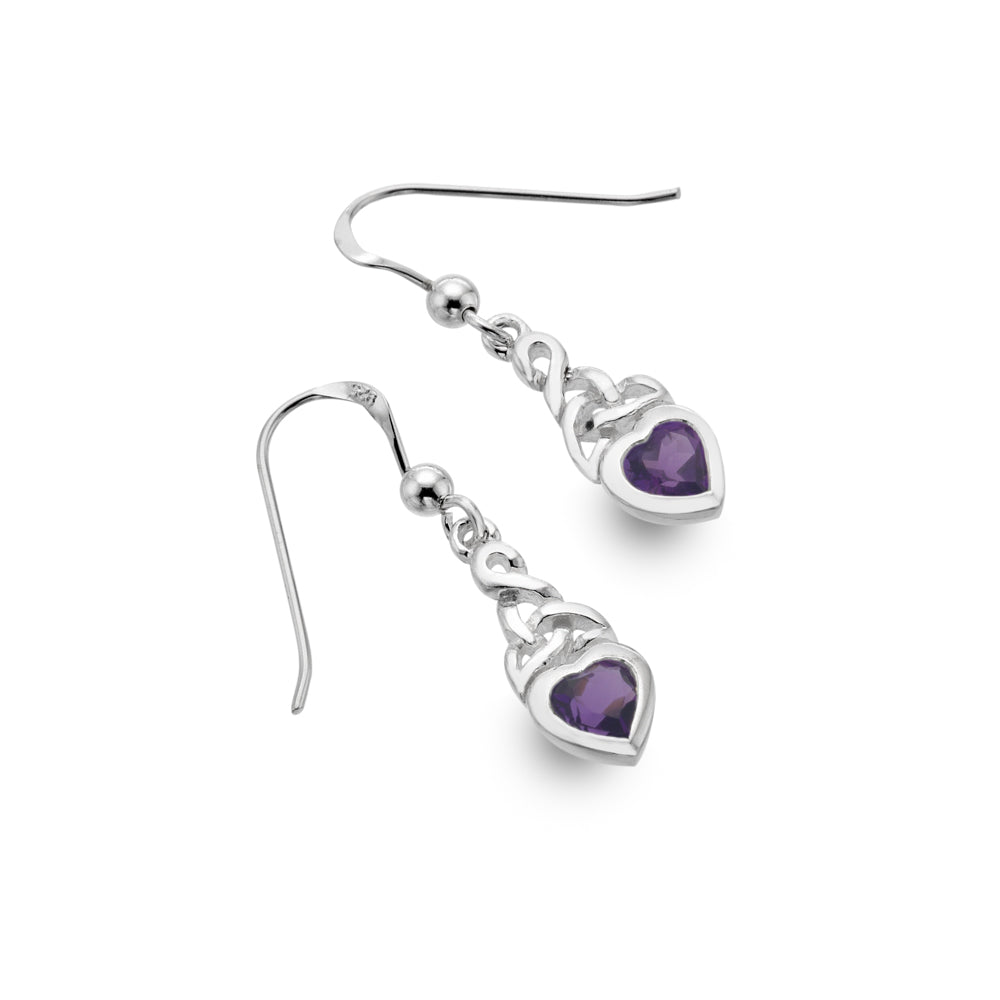 Celtic Amethyst Heart Earrings