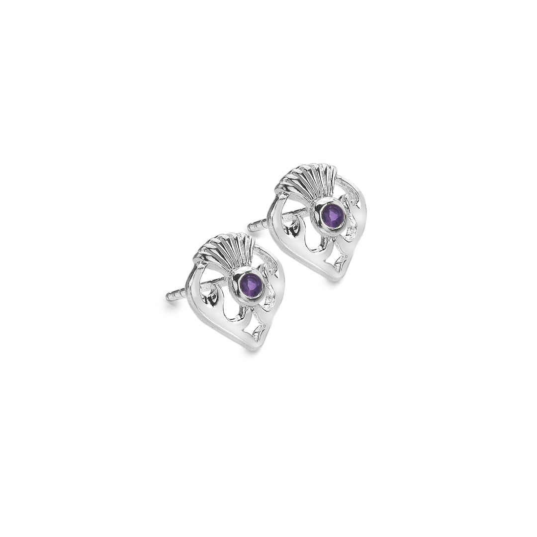 Amethyst Flower Of Scotland Studs