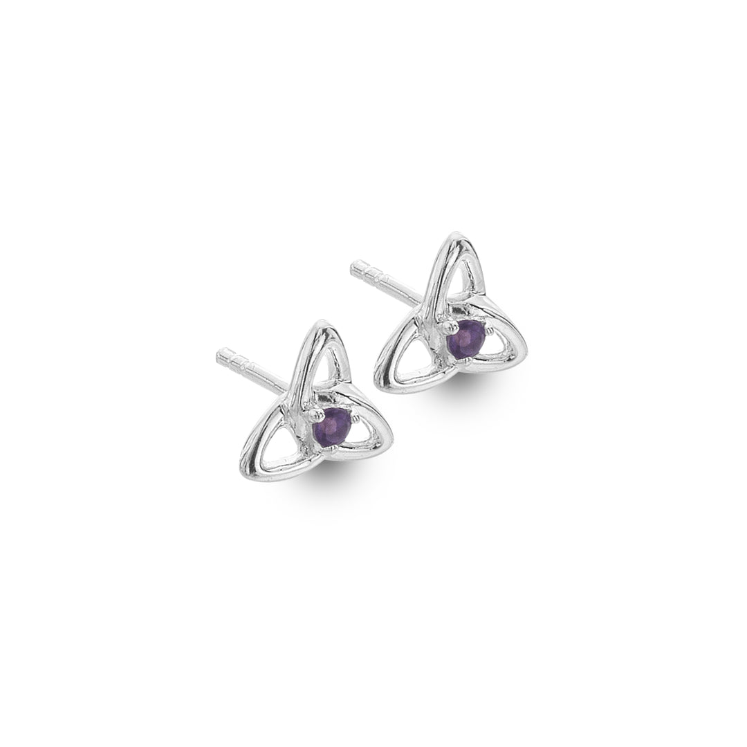 Amethyst Celtic Trinity Knot Studs