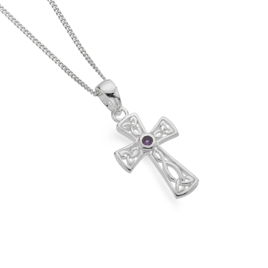 Amethyst Celtic Trinity Cross