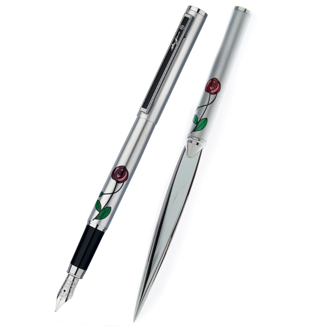 Mackintosh red rose fountain pen and letter opener set
