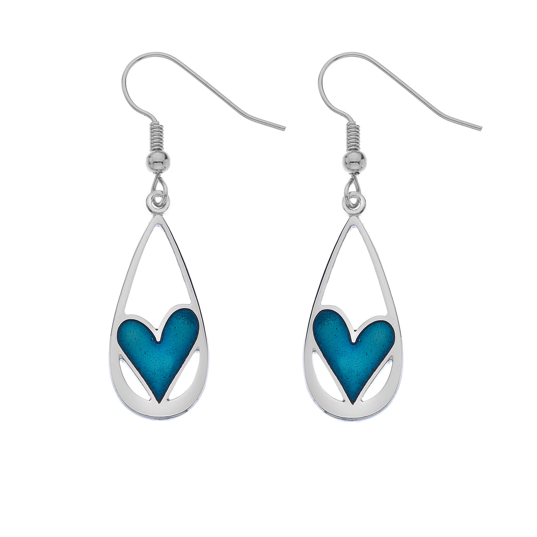 Teardrop Earrings with Turquoise Heart Detail