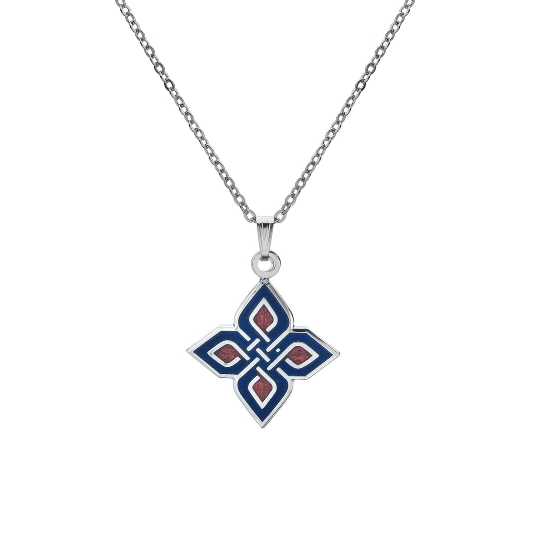 Blue & Red Celtic Criss Cross Knot Necklace