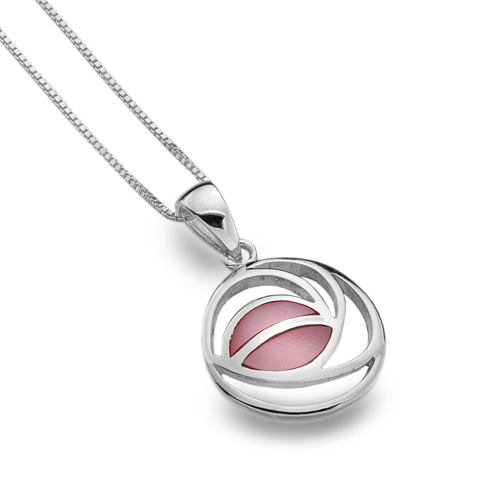 Photo of Sterling Silver Mackintosh rose with pink mother of pearl detail pendant