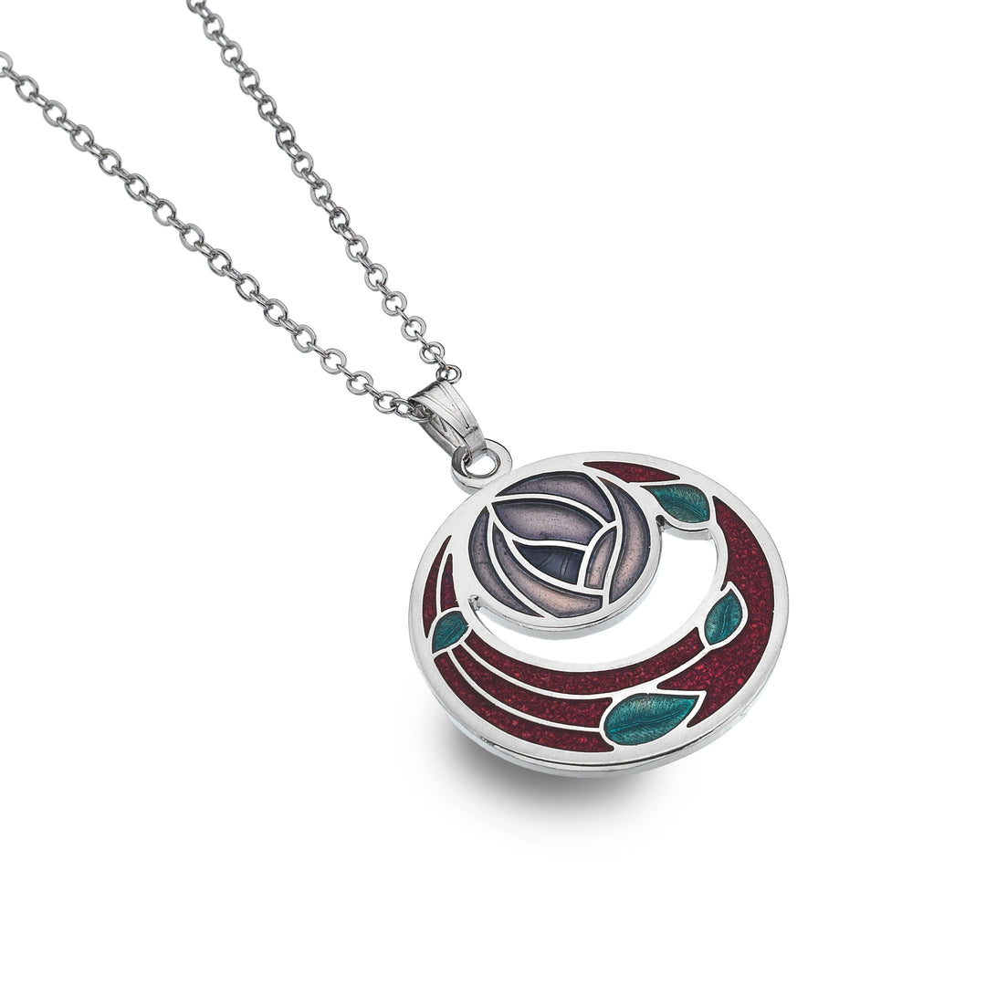 Red & Lilac Mackintosh rose garden necklace