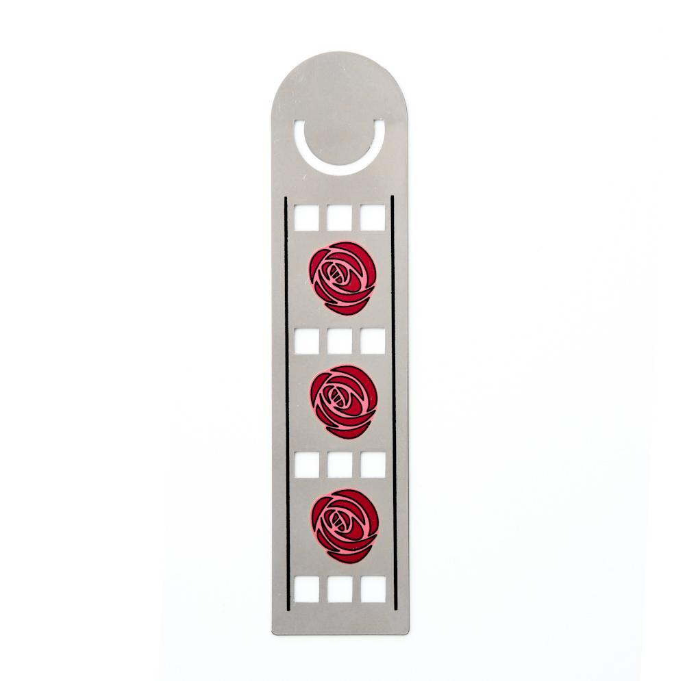 Mackintosh red rose and lattice long bookmark