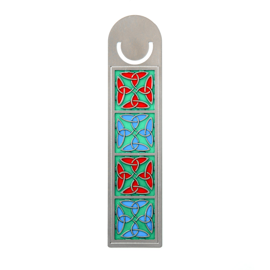 Bookmarks - Trinity Knot Squares Long Bookmark With Stained Glass Effect