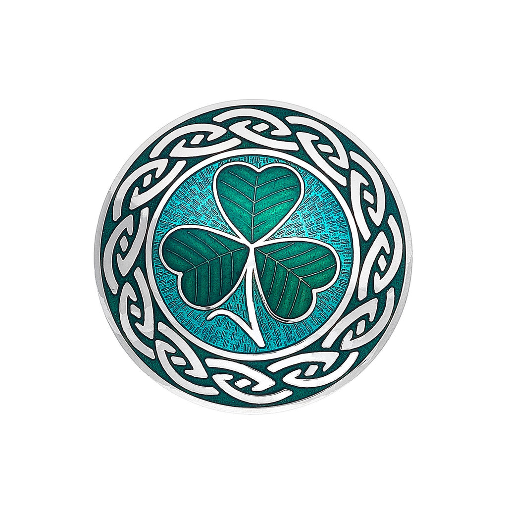 Brooches - Shamrock With Never Ending Knot Large Brooch
