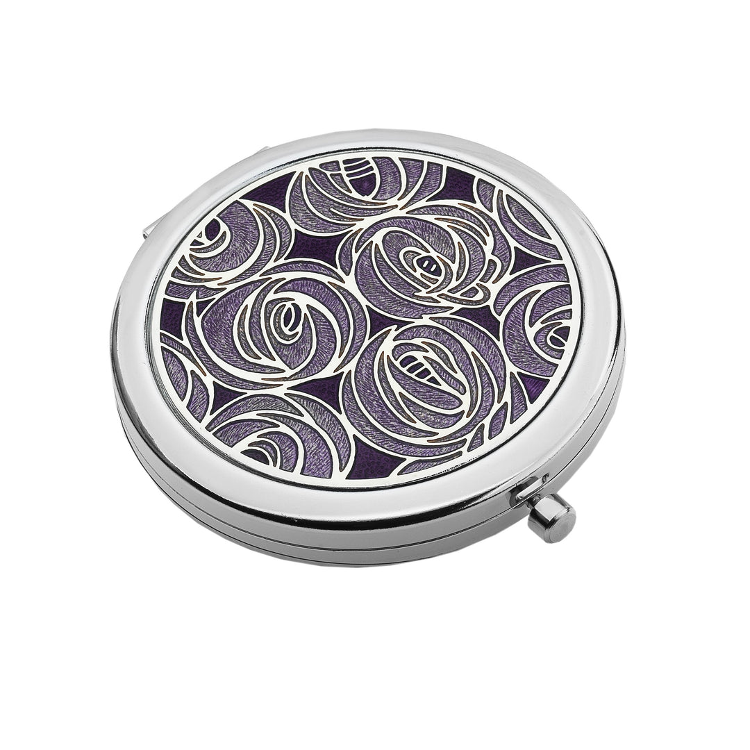 Mackintosh purple roses enamel compact mirror