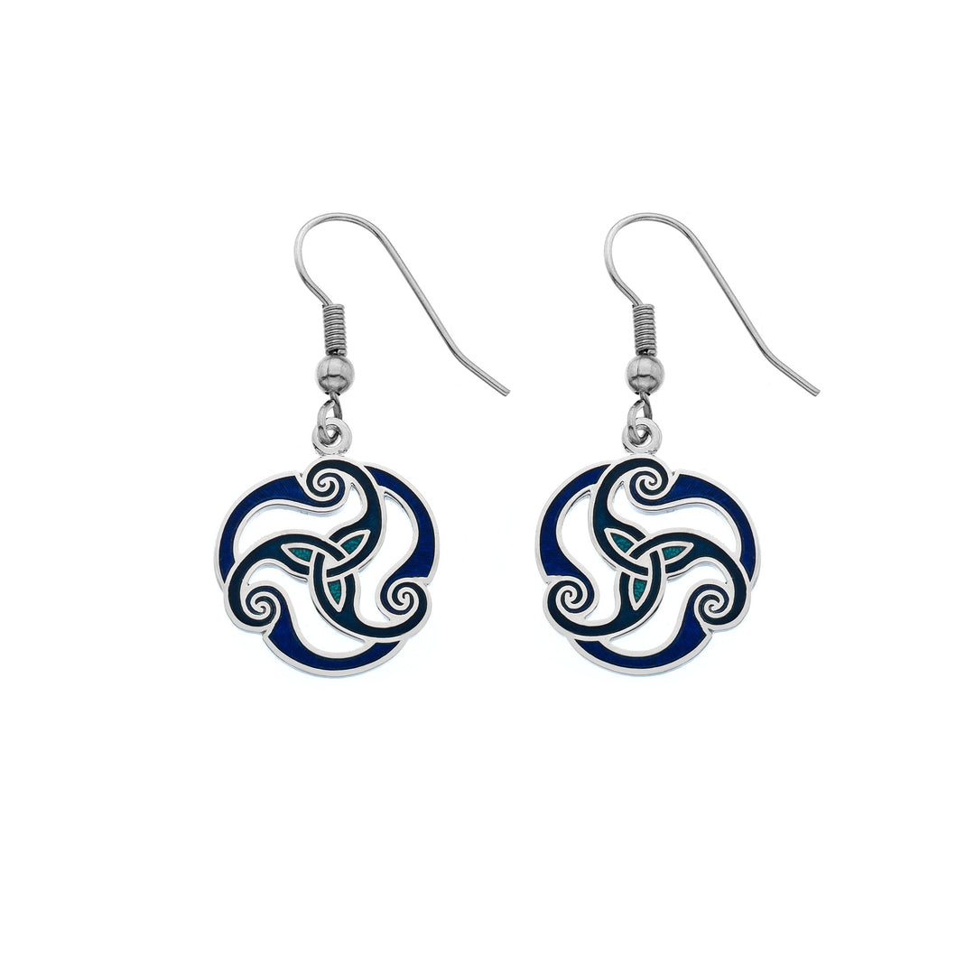 Blue celtic triskele earrings