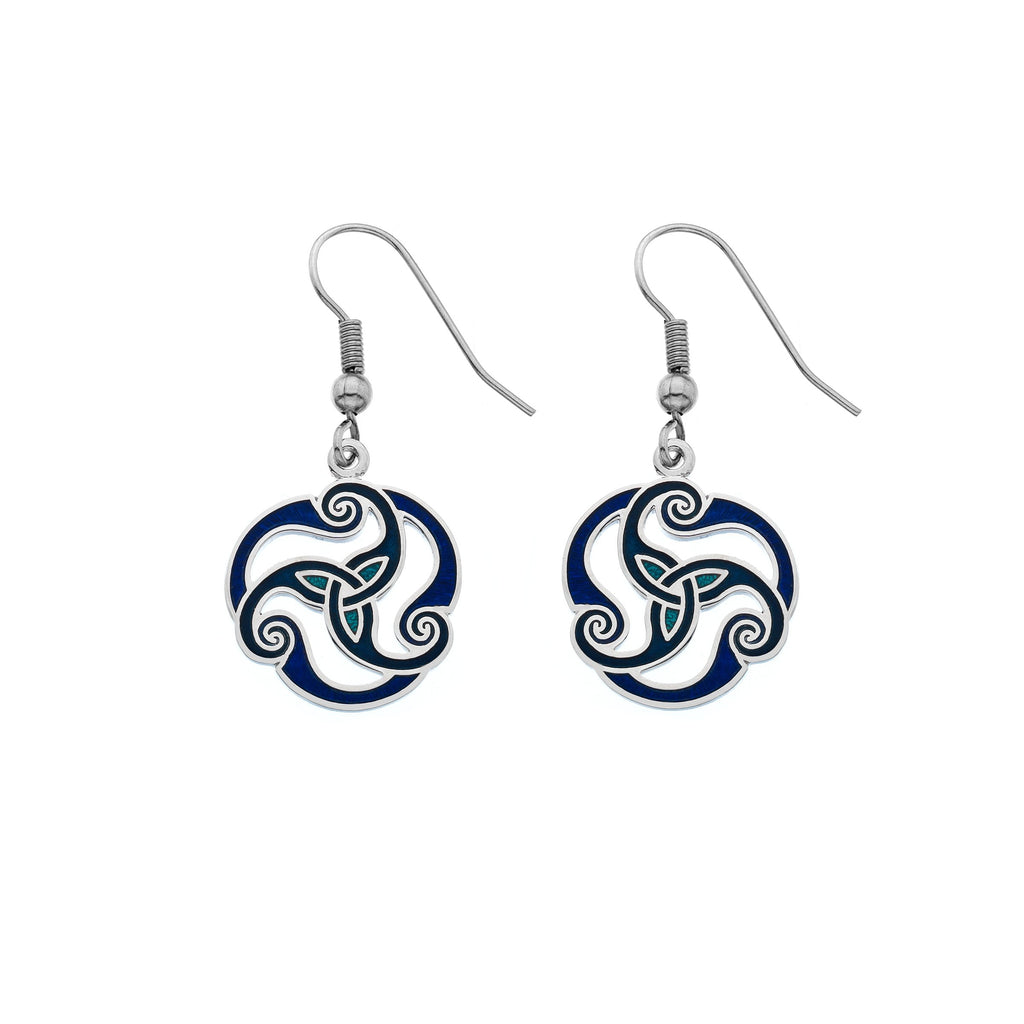 Earrings - Blue Celtic Triskele Earrings