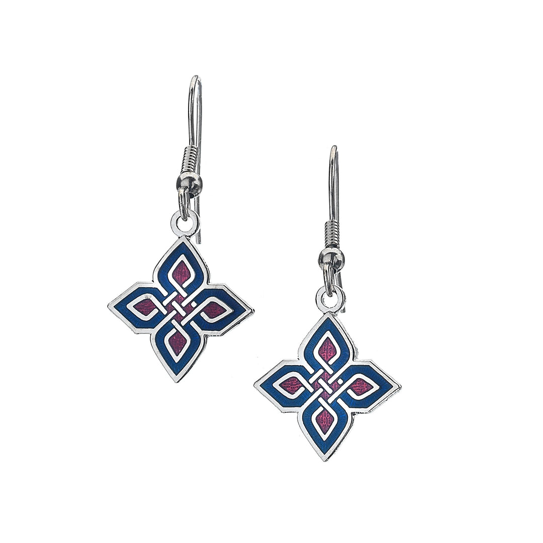 Blue & Red Celtic Criss Cross Knot Earrings