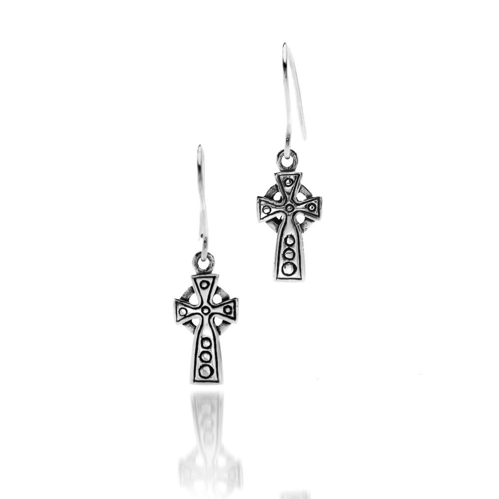 Sterling Silver Celtic Cross Earrings, Handcrafted – Celtic Lands