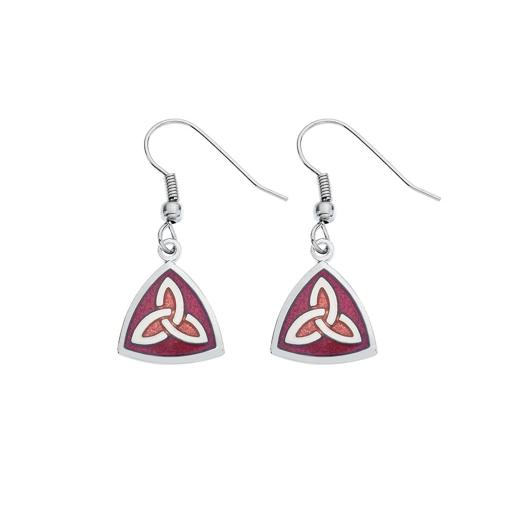 Triangular trinity knot earrings