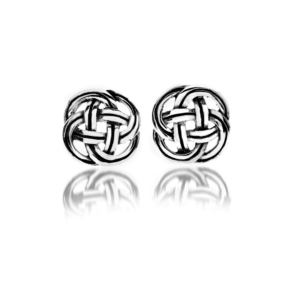 Jewellery - Sterling Silver Celtic Knot With Lines Detail Studs