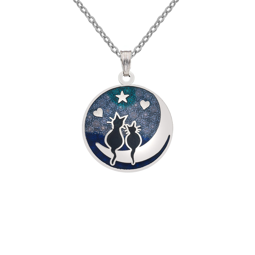 Necklaces - Black Cats On The Moon Necklace