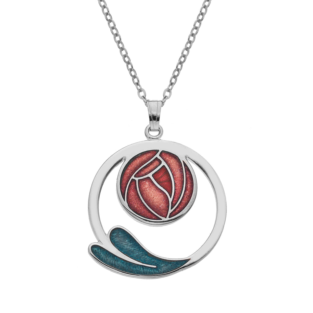 Necklaces - Red Mackintosh Rose Coiled Leaf Necklace