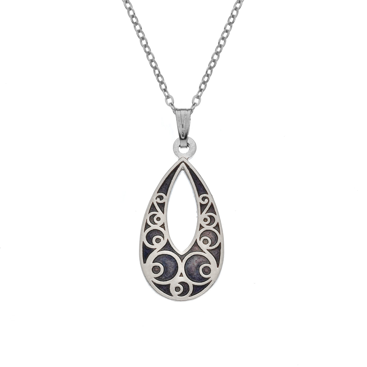 Celtic Teardrop Pendant Necklace with Circle Details, Handcrafted Glass ...