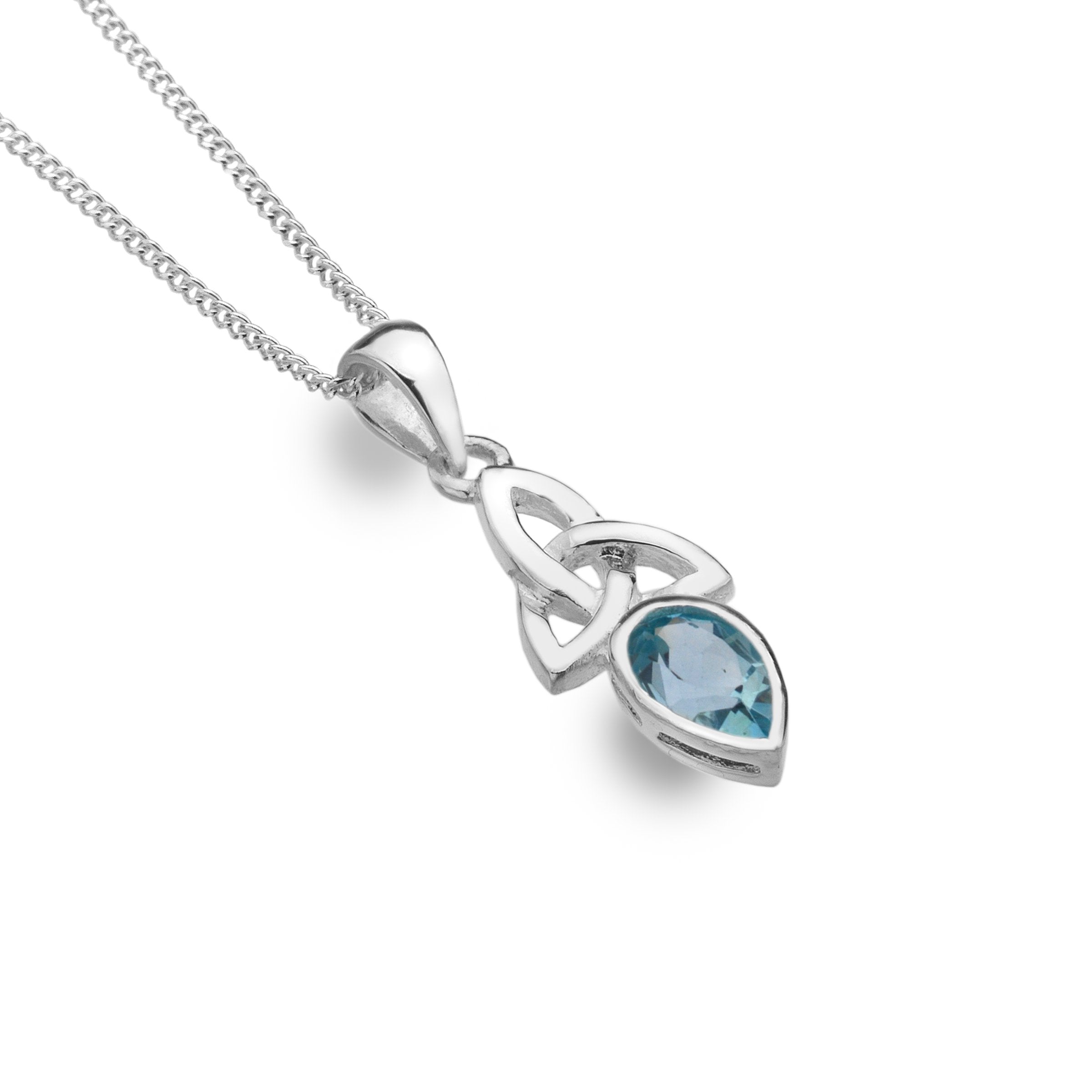 9ct White Gold Blue Topaz And Diamond Peardrop Necklace - R8377 | Chapelle  Jewellers