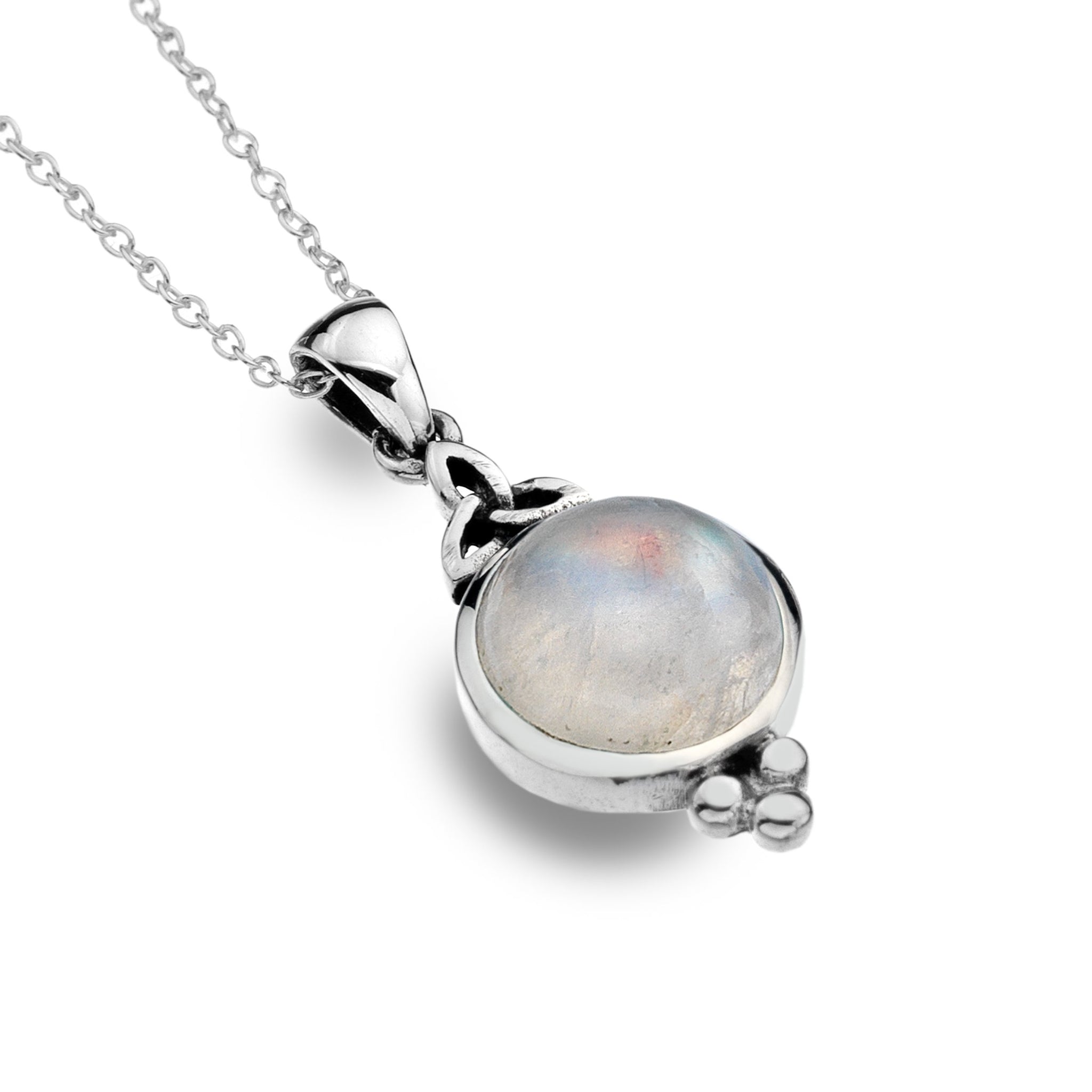 Silvershake Moonstone Sterling Silver Celtic Knot Pendant Necklace – 18" Chain, Natural Moonstone