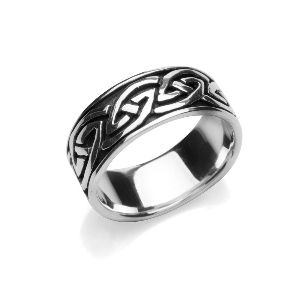 Men's Celtic Band Ring in Solid 925 Sterling Silver