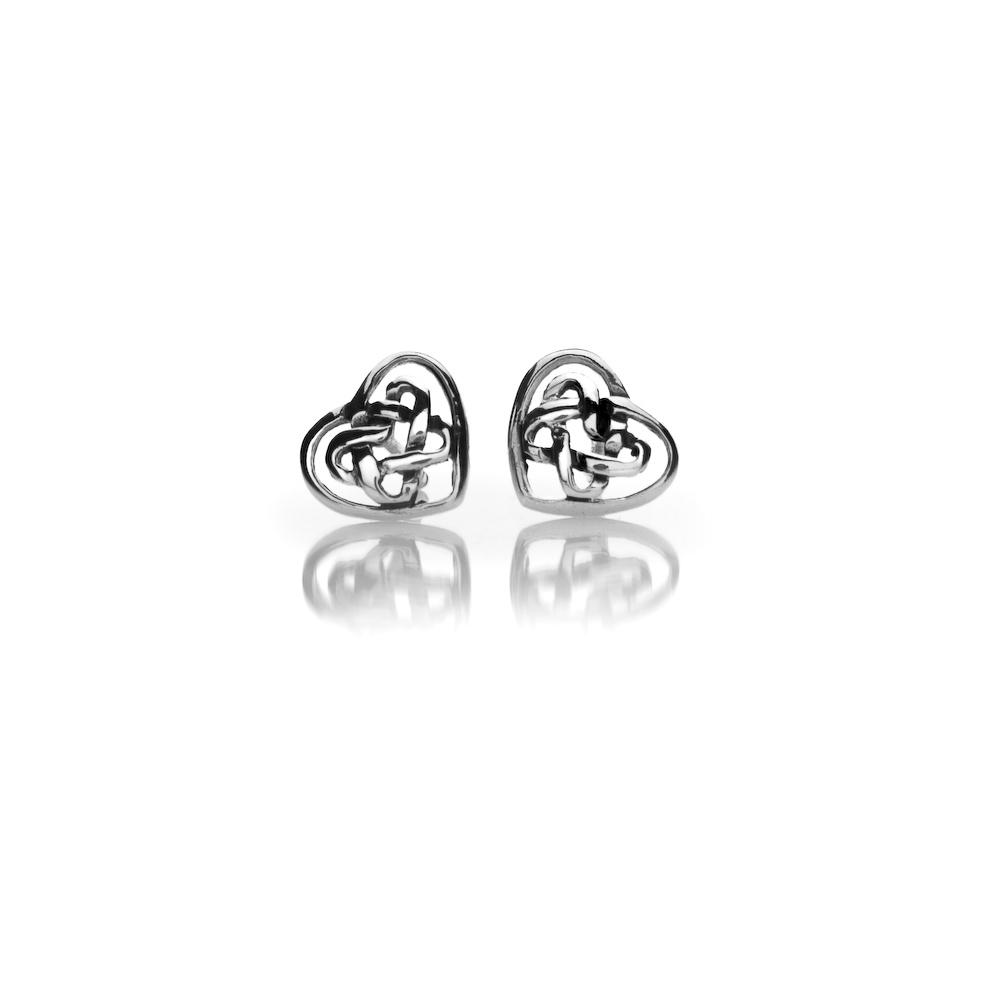 Sterling Silver Celtic Heart Knot Studs